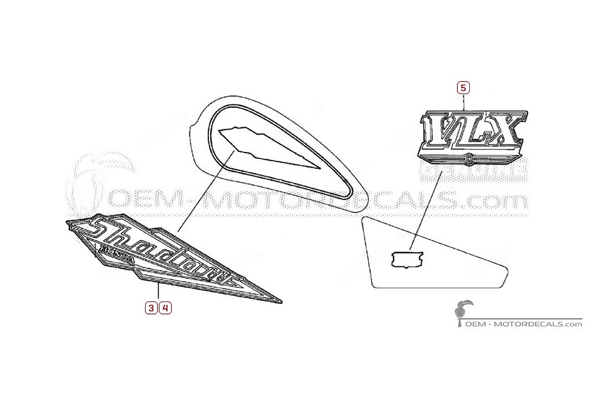 Decals for Honda VT600C SHADOW VLX  1996 • Honda OEM Decals