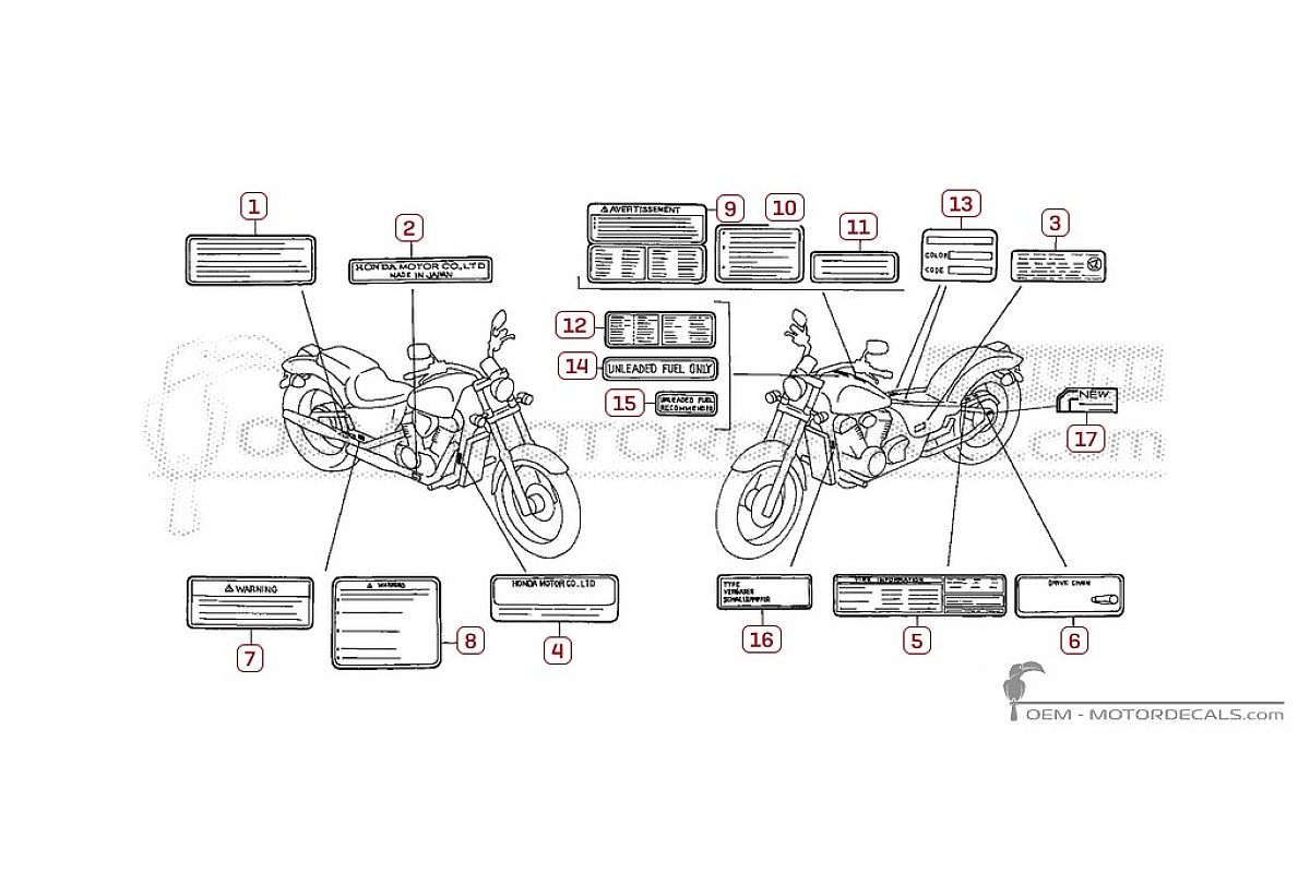 Stickers voor Waarschuwingslabels • Honda OEM Stickers