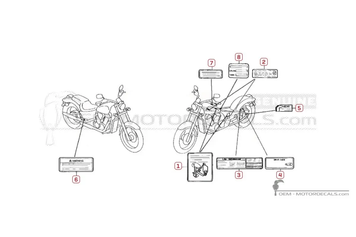 Warnhinweise für VT600C SHADOW 2000 • Honda OEM-Aufkleber