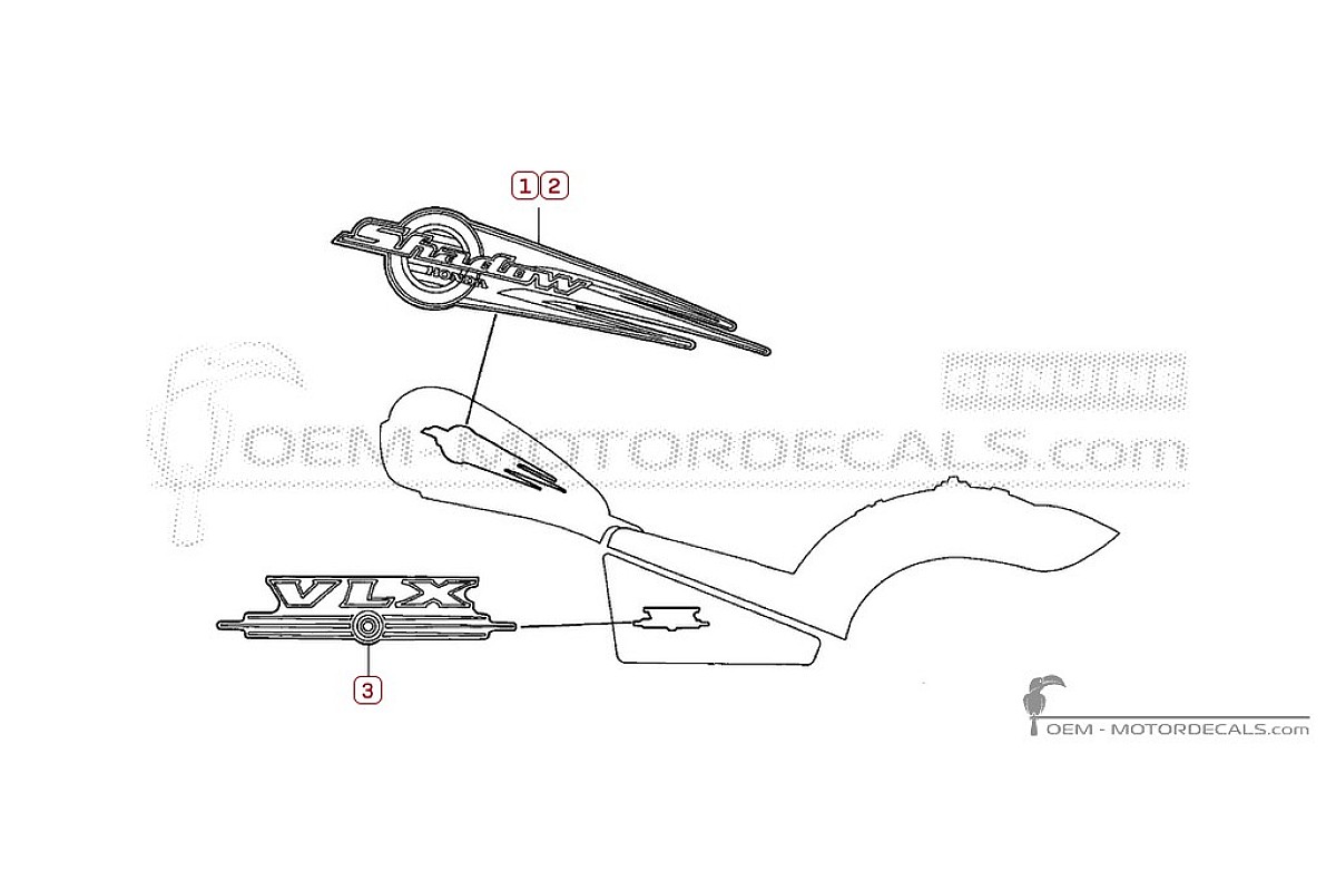 Aufkleber für Honda VT600C SHADOW VLX  2002 • Honda OEM-Aufkleber