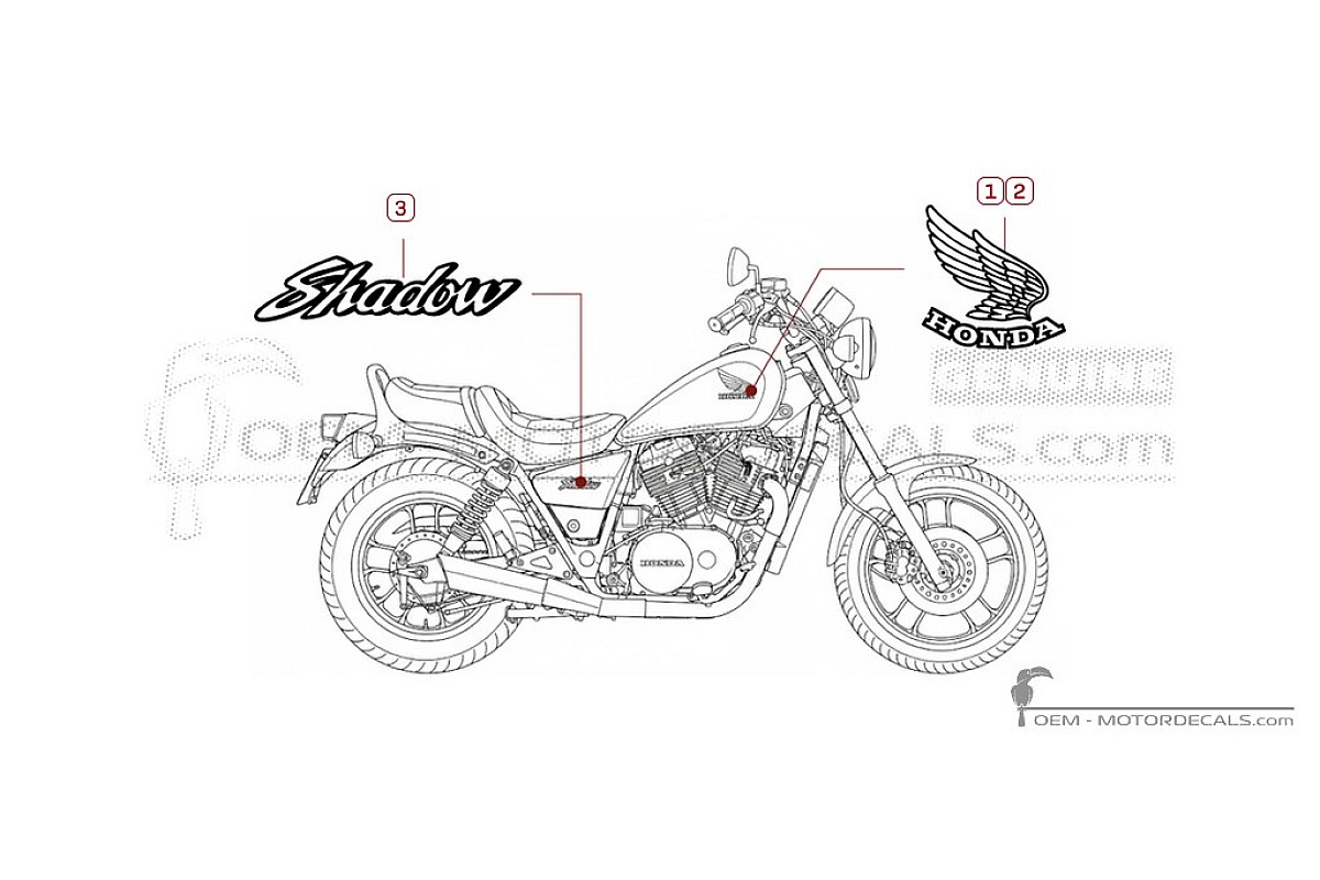 Decals for Honda VT750C SHADOW 1986 • Honda OEM Decals