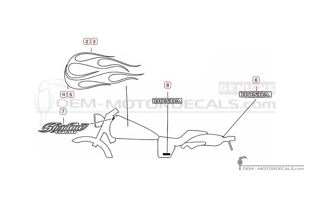 Stickers voor Honda VT750C SHADOW Spirit 2003 • Honda OEM Stickers