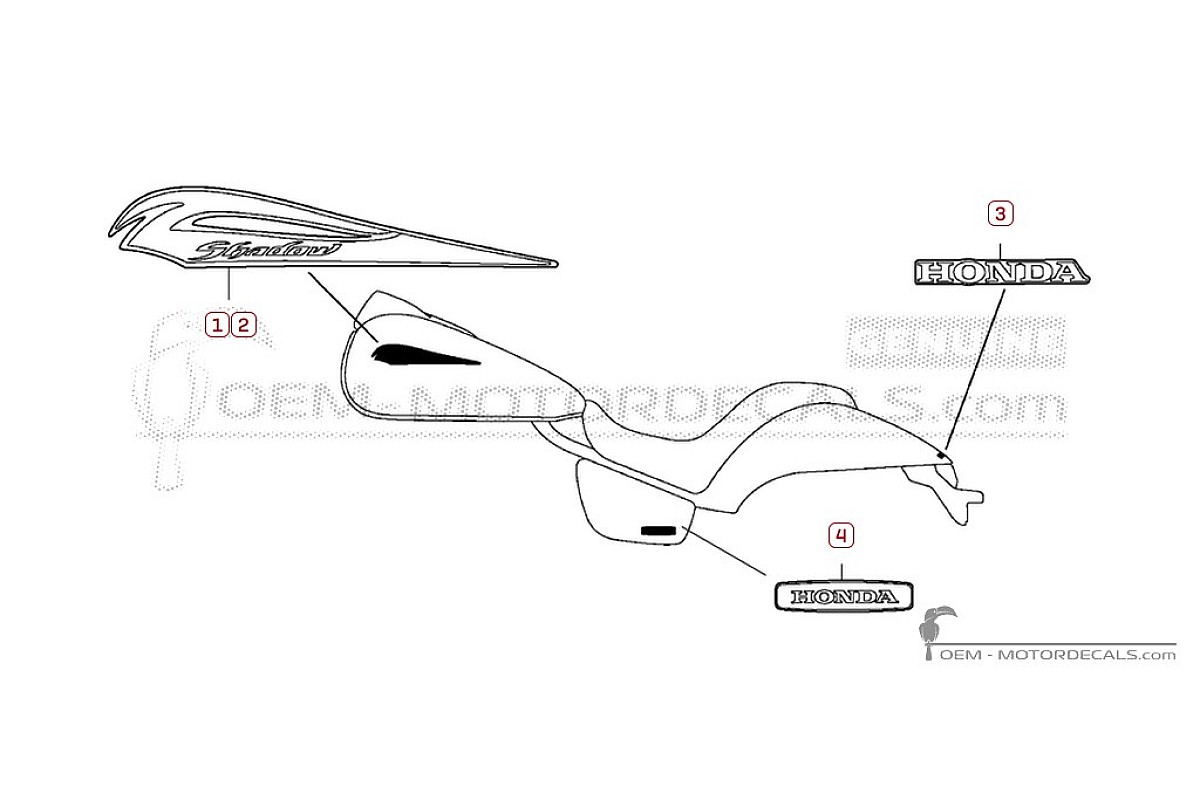 Aufkleber für Honda VT750C SHADOW Spirit 2009 • Honda OEM-Aufkleber