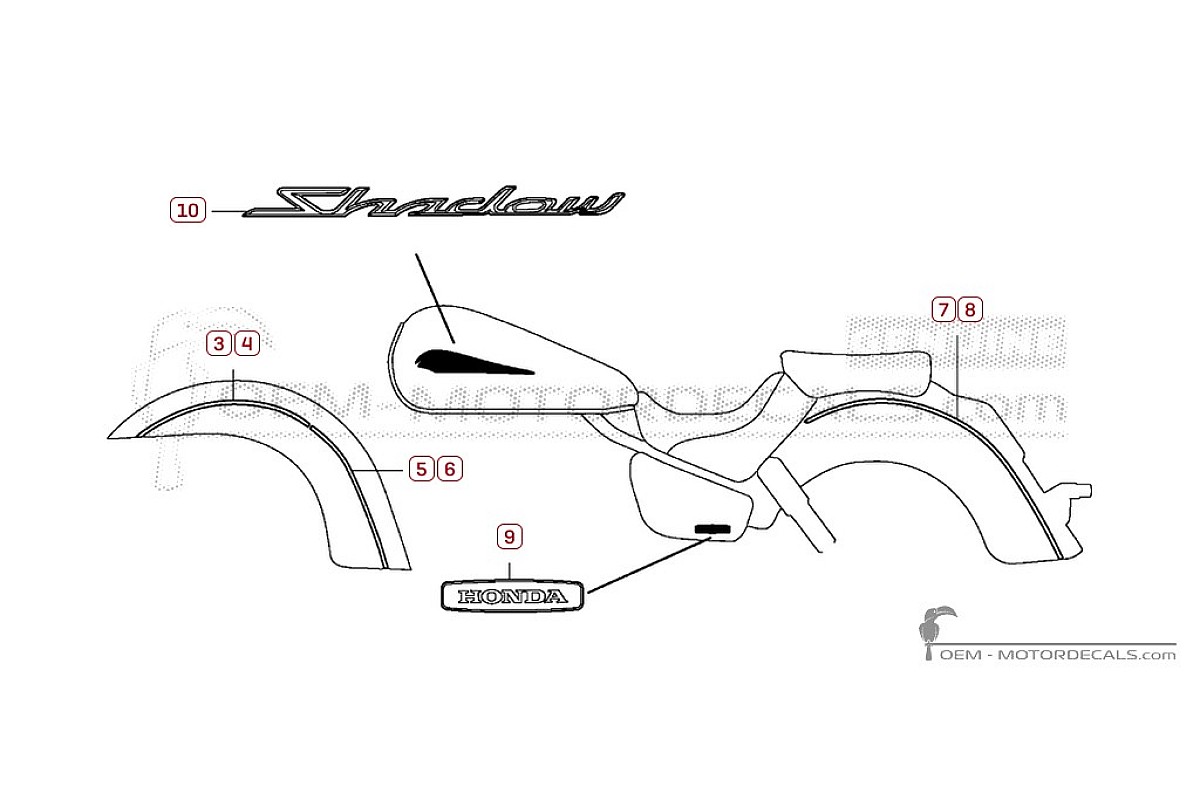 Aufkleber für Honda VT750C SHADOW Aero 2009 • Honda OEM-Aufkleber