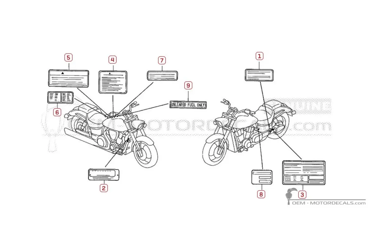 Warnhinweise für VTX1800 2003 • Honda OEM-Aufkleber