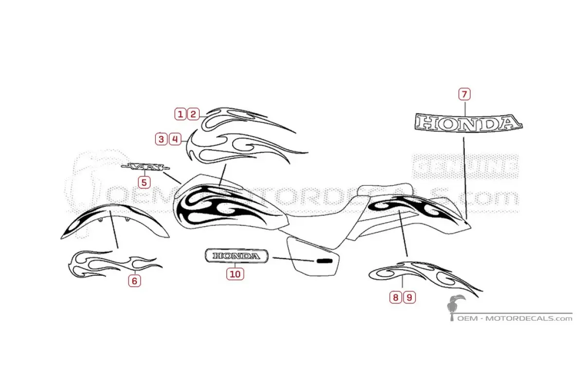 Adesivi per Honda VTX1800 C 2006 • Honda Adesivi OEM