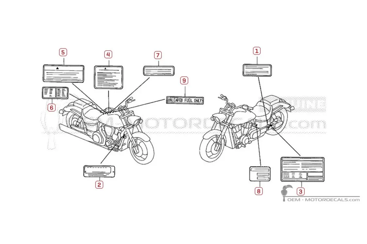 Warnhinweise für VTX1800 2006 • Honda OEM-Aufkleber