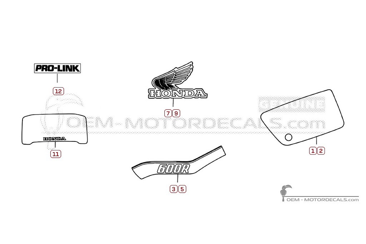 Autocollants pour Honda XL600R RG 1986 • Honda Autocollants OEM