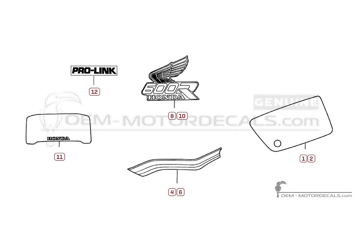 Autocollants pour Honda XL600R RG 1987 • Honda Autocollants OEM