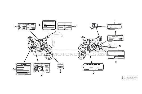 Honda XR125L 2004 - Vorsichtsetiketten