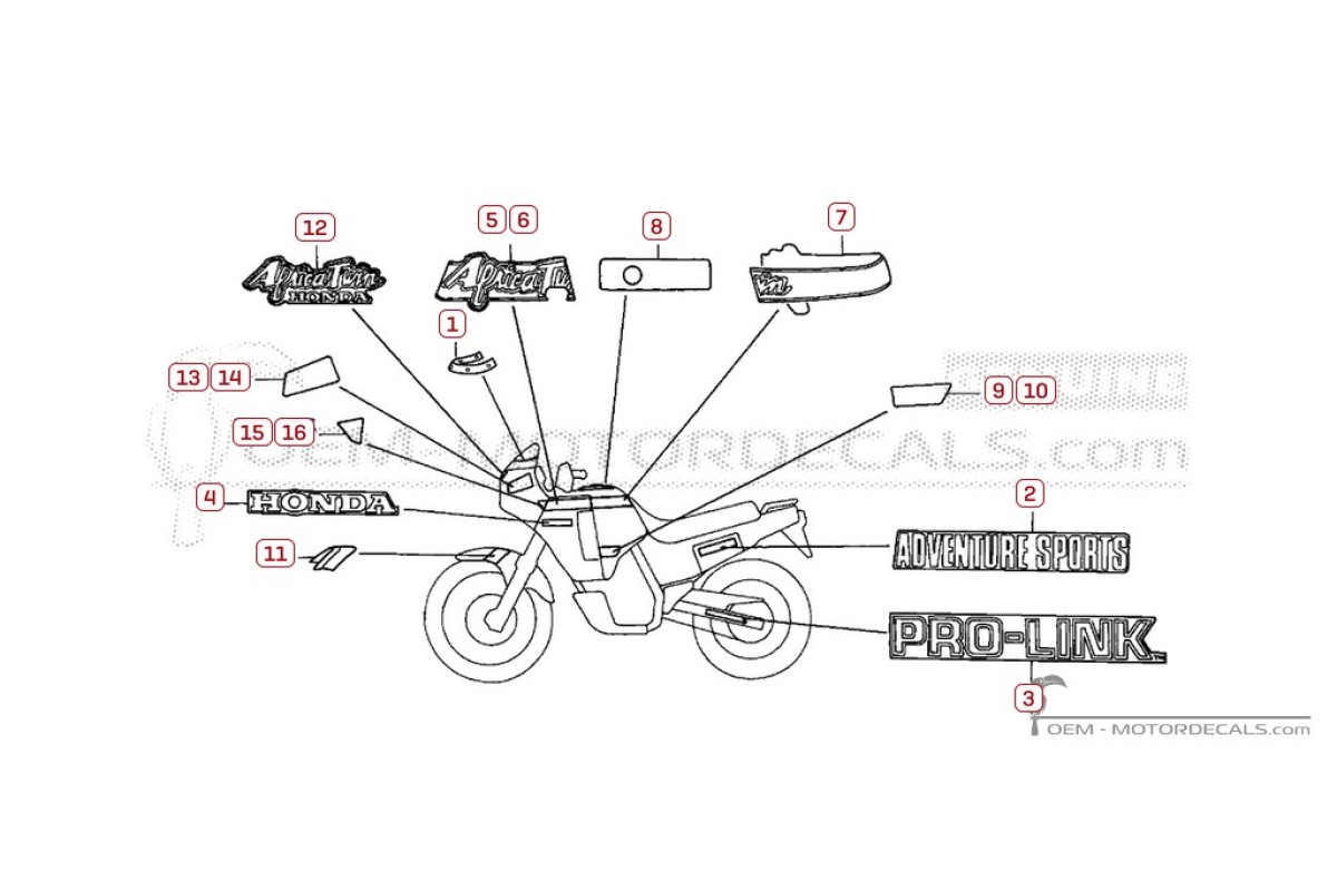 Aufkleber für Honda XRV650 AFRICA TWIN 1988 • Honda OEM-Aufkleber