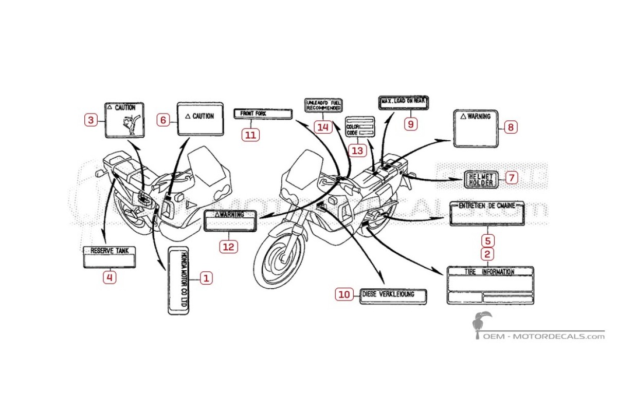 Pegatinas para Etiquetas de precaución • Honda Pegatinas OEM