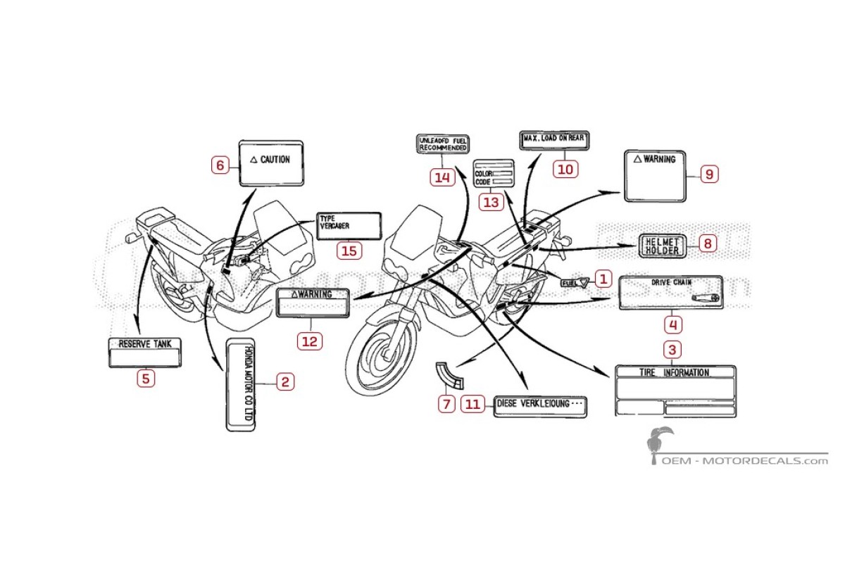 Pegatinas para Etiquetas de precaución • Honda Pegatinas OEM