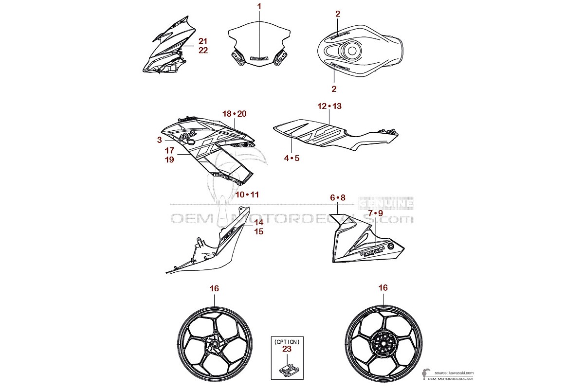 Naklejki do Kawasaki NINJA 125 2019 - Zielono Czarny • Kawasaki Naklejki OEM
