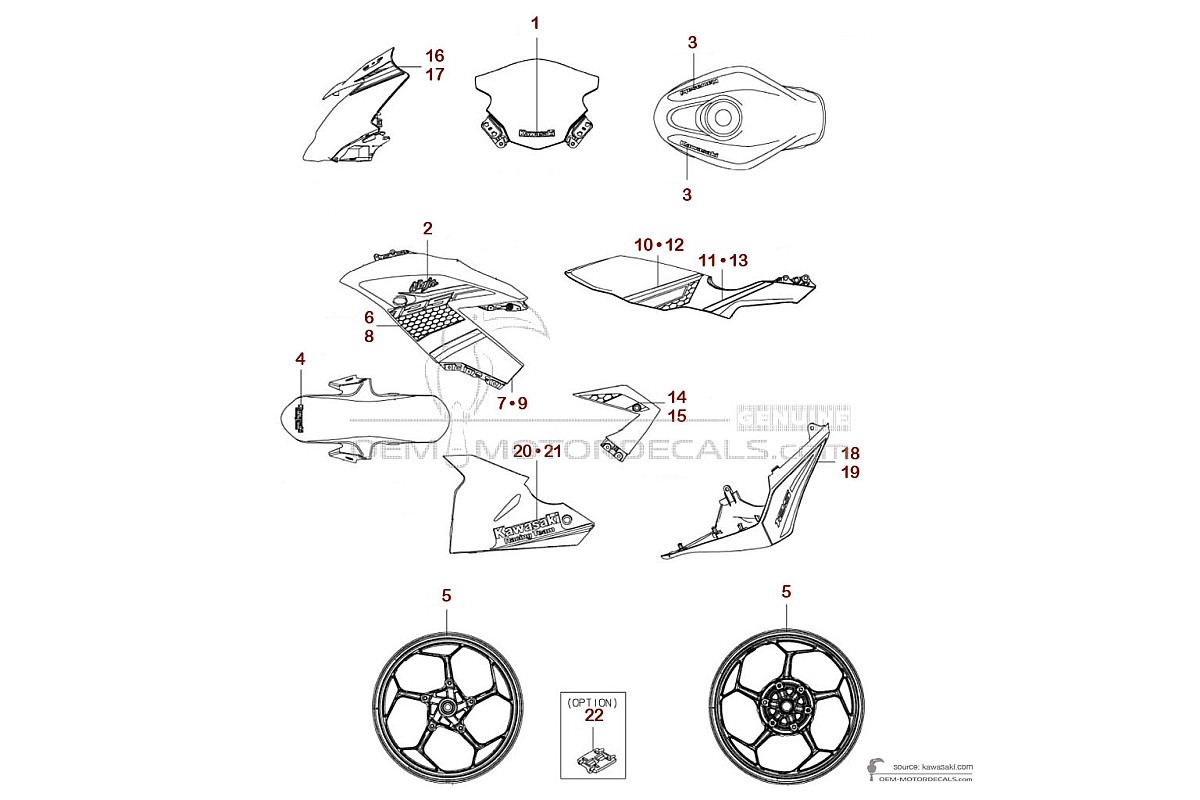 Naklejki do Kawasaki NINJA 125 2020 - Zielono Czarny • Kawasaki Naklejki OEM