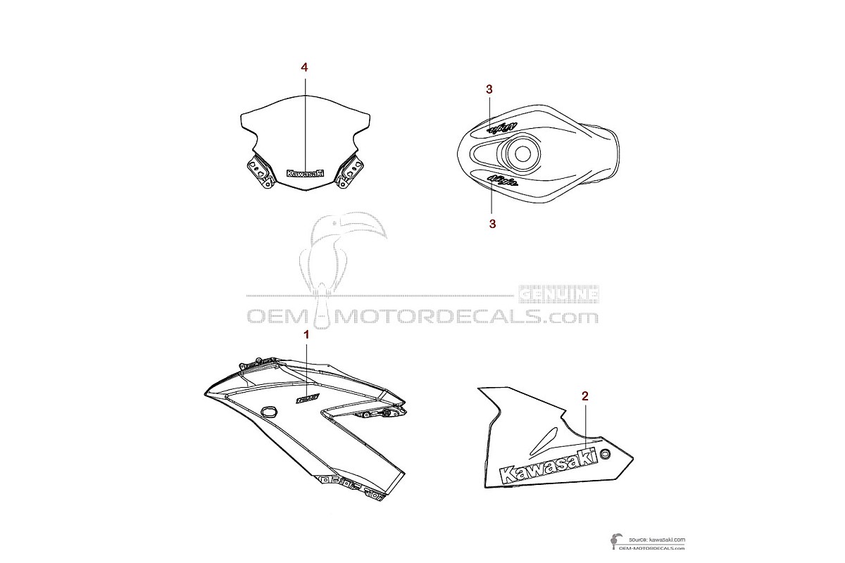 Pegatinas para Kawasaki NINJA 125 2022 - Negro • Kawasaki Pegatinas OEM