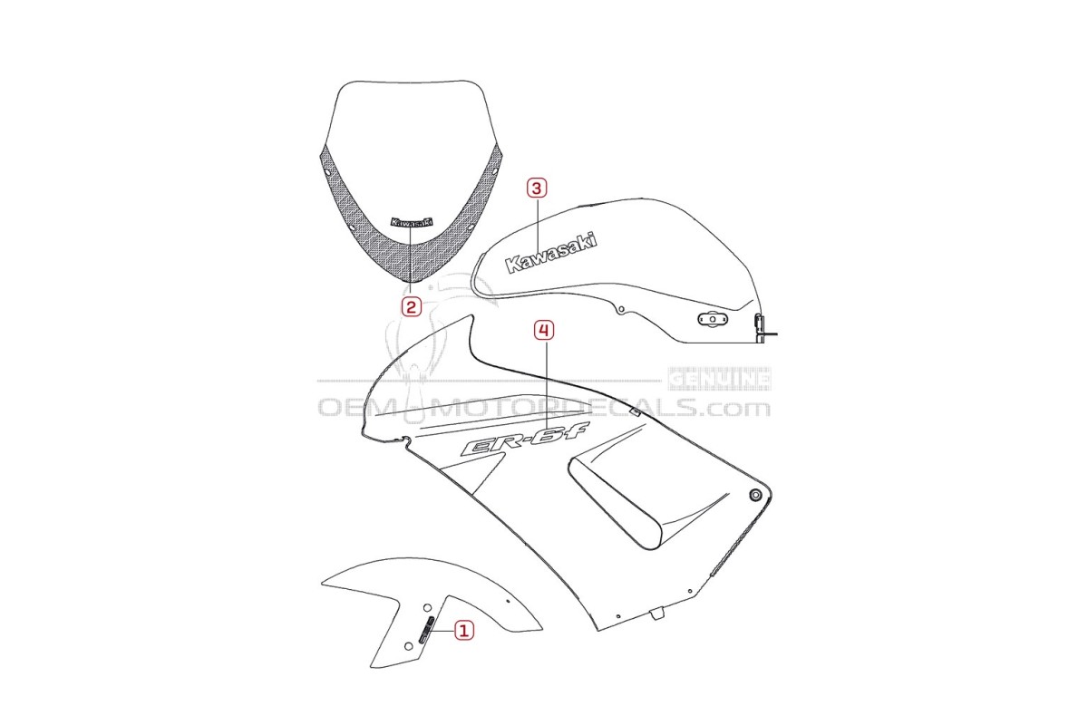 Adesivi per Kawasaki EX650 ER6F 2007 - Blu • Kawasaki Adesivi OEM
