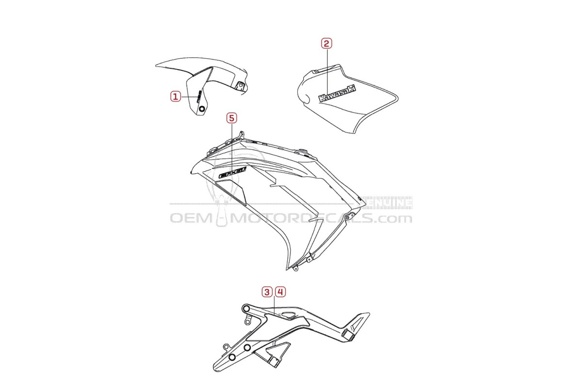 Adesivi per Kawasaki EX650 ER6F 2012 - Nero • Kawasaki Adesivi OEM