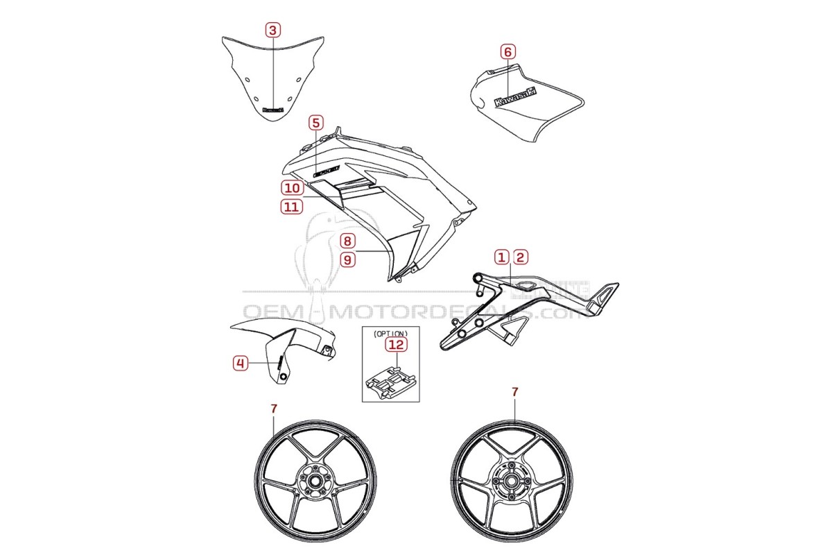 Pegatinas para Kawasaki EX650 ER6F 2016 - Verde • Kawasaki Pegatinas OEM