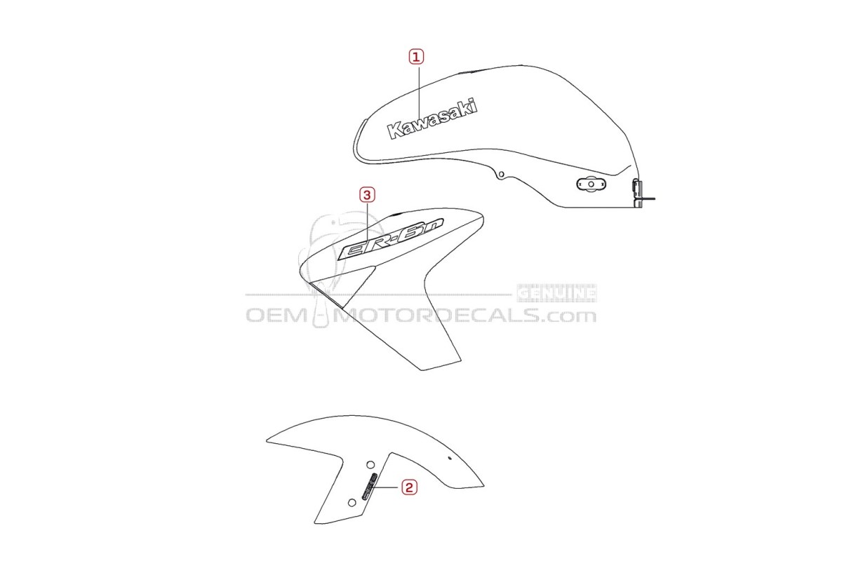 Adesivi per Kawasaki ER650 ER6N 2008 - Blu • Kawasaki Adesivi OEM
