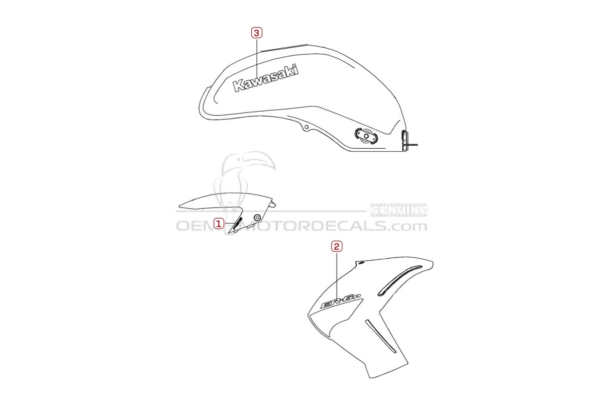 Pegatinas para Kawasaki ER650 ER6N 2009 - Negro • Kawasaki Pegatinas OEM