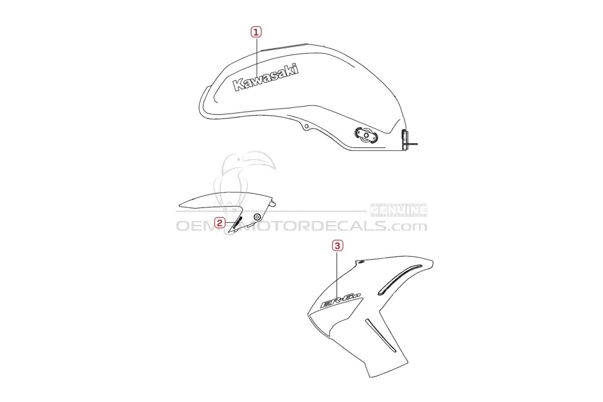 Pegatinas para Kawasaki ER650 ER6N 2009 - Naranja • Kawasaki Pegatinas OEM