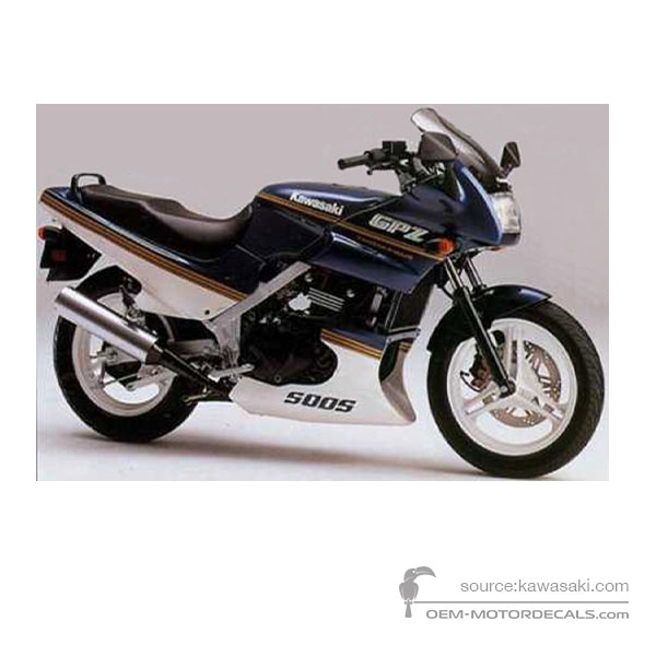 Decals for Kawasaki GPZ500S 1989 - Blue • Kawasaki OEM Decals