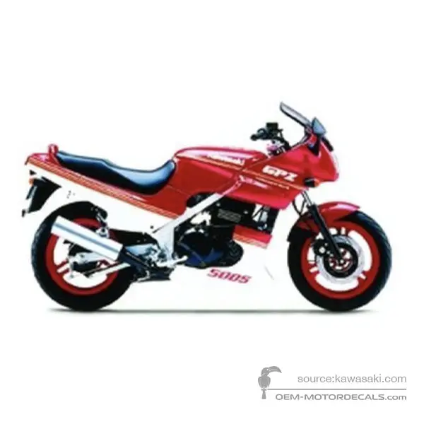 Kawasaki GPZ500S 1989 - Rojo - Firecracker Red / Pearl Alpine White