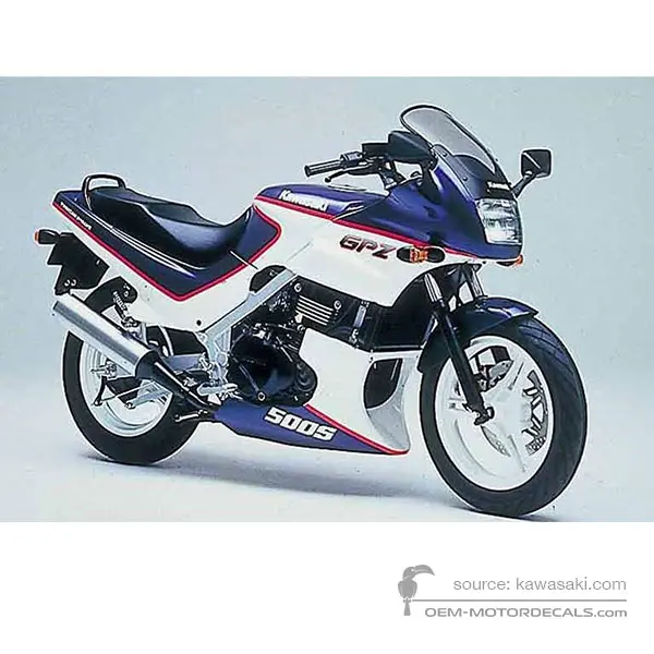 Kawasaki GPZ500S 1993 - Azul Blanco - Luminous Polaris Blue Candy / Pearl Alpine White