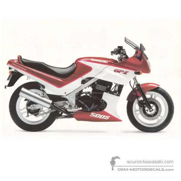 Kawasaki GPZ500S 1993 - Rojo - Pearl Alpine White / Candy Cardinal Red
