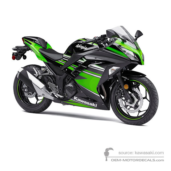 Stickers voor Kawasaki NINJA 300 2016 - Groen Zwart • Kawasaki OEM Stickers