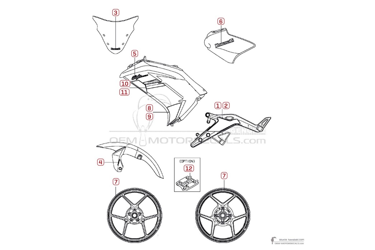Pegatinas para Kawasaki NINJA 650 2016 - Verde • Kawasaki Pegatinas OEM