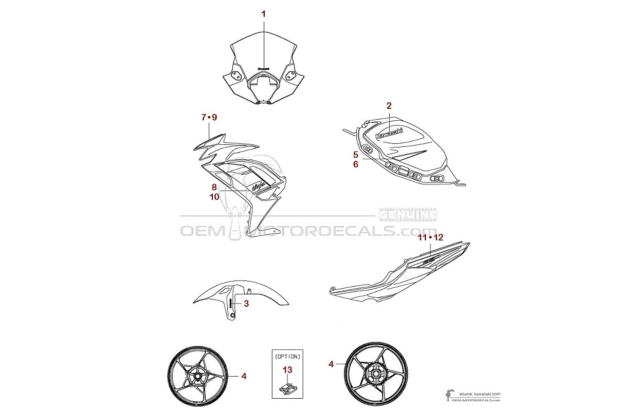 Naklejki do Kawasaki NINJA 650 2024 - Czarny • Kawasaki Naklejki OEM