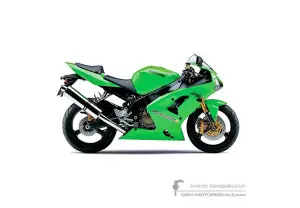 Autocollants pour Kawasaki NINJA ZX6RR 2004 - Vert • Kawasaki Autocollants OEM