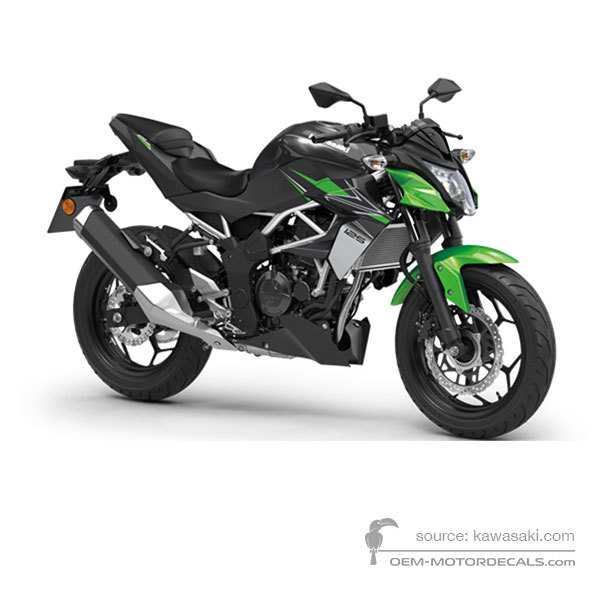 Stickers voor Kawasaki Z125 2023 - Groen Zwart • Kawasaki OEM Stickers