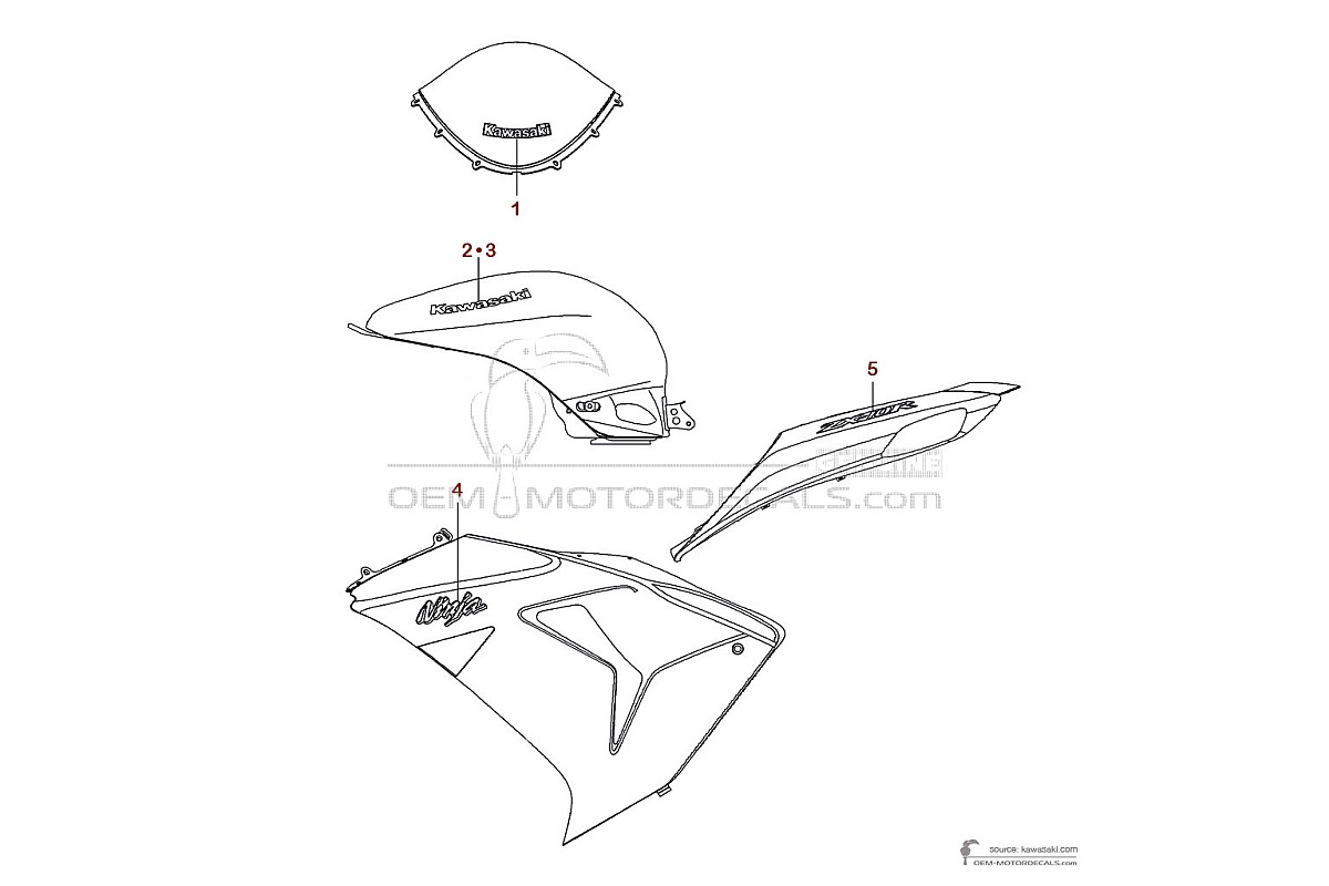 Stickers voor Kawasaki ZX10R 2007 - Zwart • Kawasaki OEM Stickers