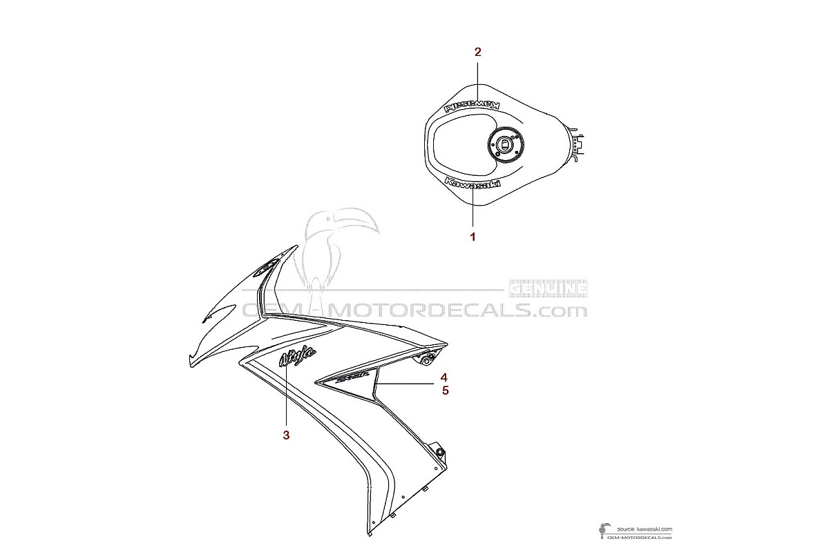 Pegatinas para Kawasaki ZX10R 2009 - Blanco • Kawasaki Pegatinas OEM