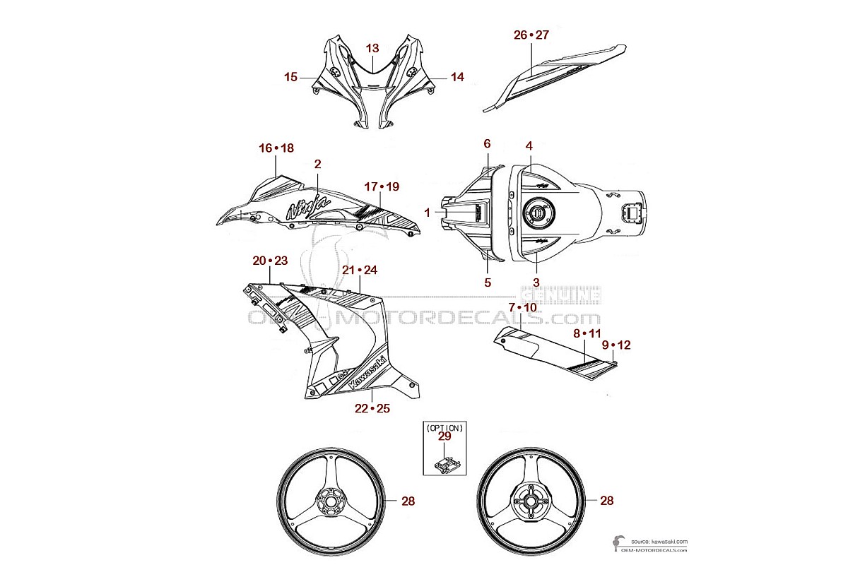 Naklejki do Kawasaki ZX10R 2016 - Zielony • Kawasaki Naklejki OEM