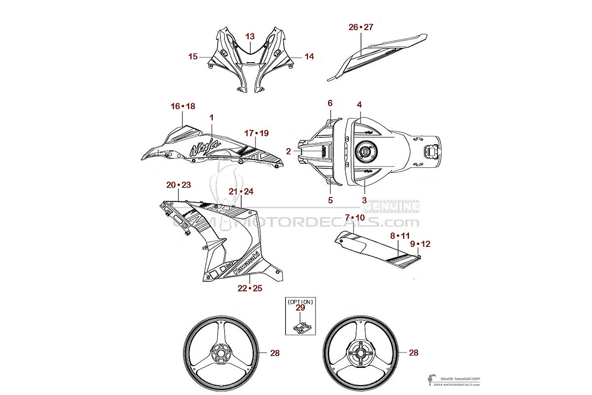Naklejki do Kawasaki ZX10R 2017 - Zielony • Kawasaki Naklejki OEM
