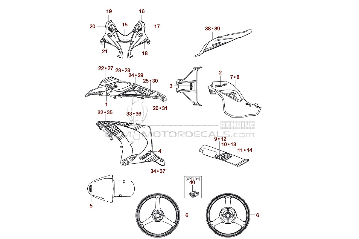 Naklejki do Kawasaki ZX10R 2020 - Zielony • Kawasaki Naklejki OEM