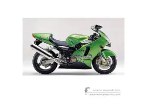 Autocollants pour Kawasaki ZX12R 2001 - Vert • Kawasaki Autocollants OEM