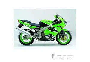 Adesivi per Kawasaki ZX6R 2002 - Verde • Kawasaki Adesivi OEM