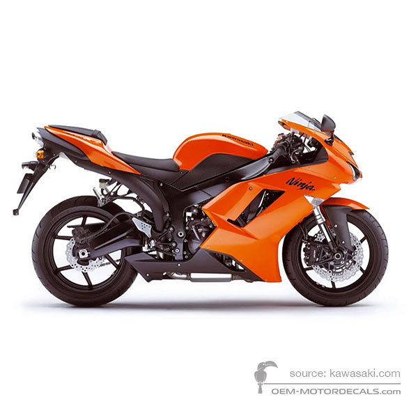 Decals for Kawasaki ZX6R 2007 - Orange • Kawasaki OEM Decals