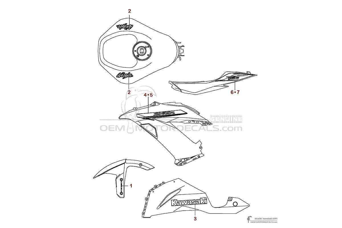 Naklejki do Kawasaki ZX6R 2014 - Zielony • Kawasaki Naklejki OEM