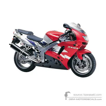 Kawasaki ZX9R 1997 - Czerwony - Candy Persimmon Red / Galaxy Silver