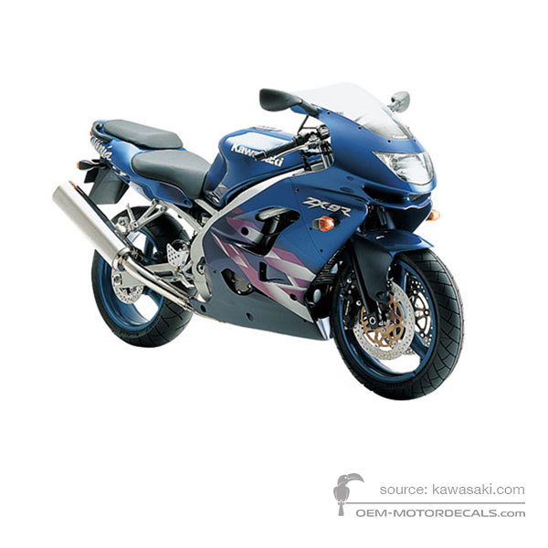 Aufkleber für Kawasaki ZX9R 1999 - Blau • Kawasaki OEM-Aufkleber