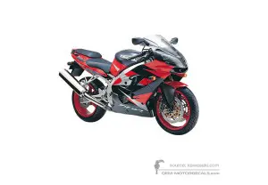Autocollants pour Kawasaki ZX9R 2001 - Rouge • Kawasaki Autocollants OEM