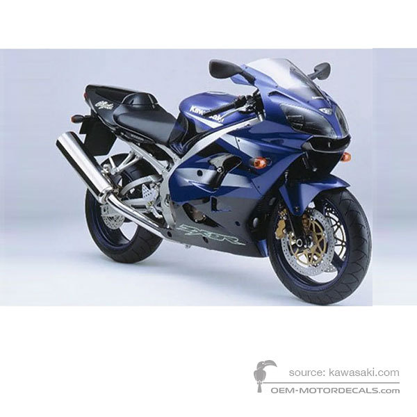 Aufkleber für Kawasaki ZX9R 2002 - Blau • Kawasaki OEM-Aufkleber