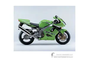 Autocollants pour Kawasaki ZX9R 2003 - Vert • Kawasaki Autocollants OEM