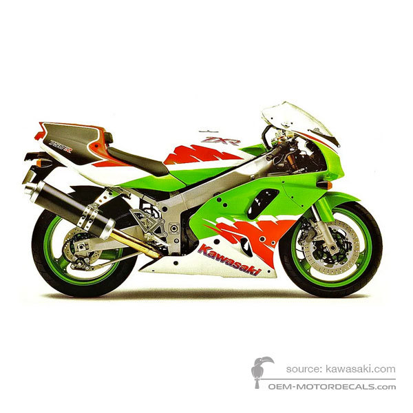 Stickers voor Kawasaki ZXR750R 1994 - Groen • Kawasaki OEM Stickers